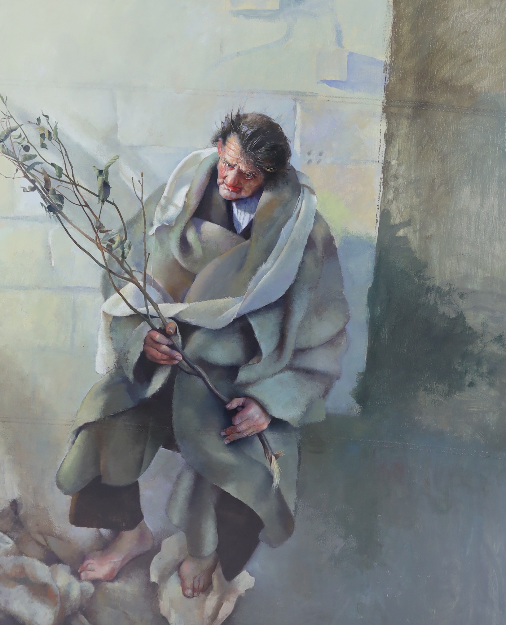 Robert Lenkiewicz (British, 1941-2002), King Ryder - Project 1 Vagrancy, oil on fabric, 174 x 142cm